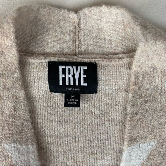 Frye women's medium Aztec Cream White Cozy Cardigan Sweater western soft - Picture 4 of 10